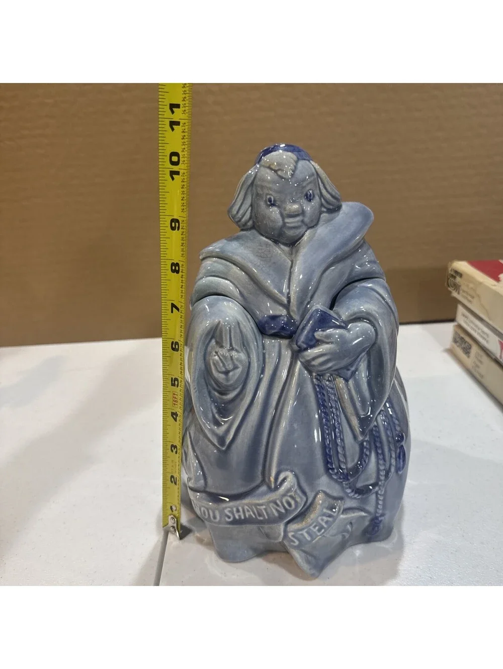 Vtg. Red Wing Pottery Blue Friar Tuck Monk Cookie Jar Thou Shalt Not Steal 1941
